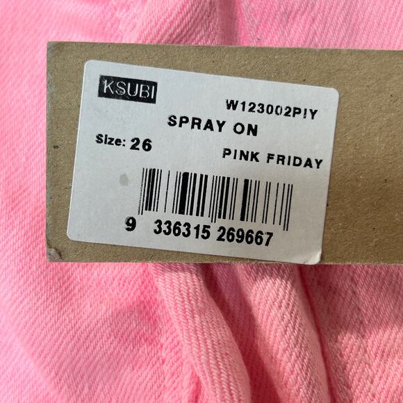 New Ksubi Spray On Skinny Jeans Ankle Zip Midrise Pink Friday Women's 26 NWT - Picture 2 of 10